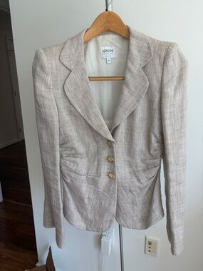 Armani Collezioni Beige Tailored Linen-Blend Blazer